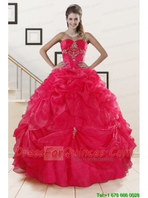 Perfect Red Sweetheart Quinceanera Dresses with Appliques