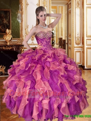 2016 Beautiful Sweetheart Quinceanera Dresses with Beading and Ruffles