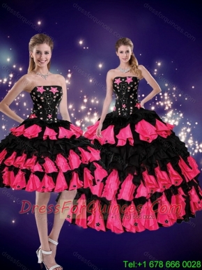 Classical 2015 Strapless Multi Color Quinceanera Dresses with Appliques and Ruffles