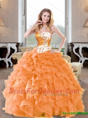 Elegant Beading and Ruffles Sweetheart Quinceanera Dresses for 2015