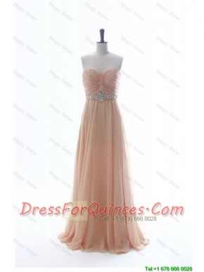 Pretty Most Popular Beading Long Prom Dresses in Peach for 2016 Summer