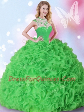 Suitable Sleeveless Zipper Quinceanera Dresses Organza
