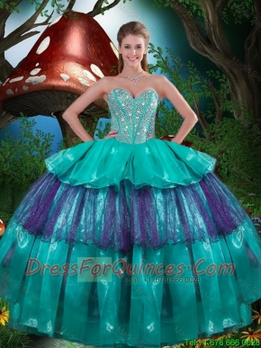 Modest Sweetheart Beaded Quinceanera Dresses with Ruching for 2016
