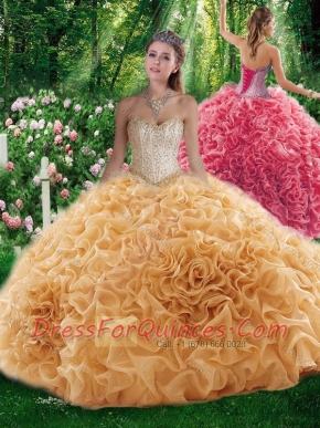 Luxurious Ball Gown Sweetheart Beading Quinceanera Dresses with Brush Train