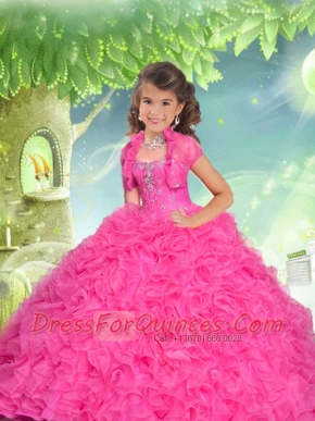 Brand New Sweetheart Hot Pink Little Girl Pageant Dress with Beading and Ruffles