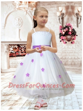 2014 Pretty A-Line Spaghetti Straps Belt Flower Girl Dress
