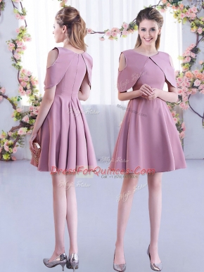 Mini Length A-line Half Sleeves Pink Vestidos de Damas Zipper