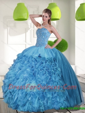 2015 Elegant Sweetheart Quinceanera Dresses with Beading and Ruffles