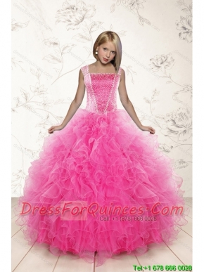 2015 Most Popular Beading and Ruffles Little Girl Pageant Dress in Pink