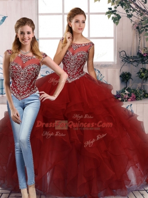 Shining Sleeveless Beading and Ruffles Zipper Sweet 16 Dresses