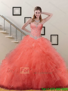 Perfect Orange Red Quinceanera Dresses with Appliques and Ruffles for 2015