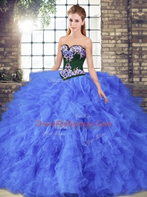 Tulle Sleeveless Floor Length Quinceanera Dresses and Beading and Embroidery