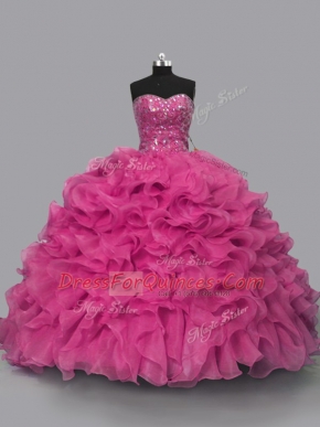 Sleeveless Beading Lace Up Quinceanera Gown