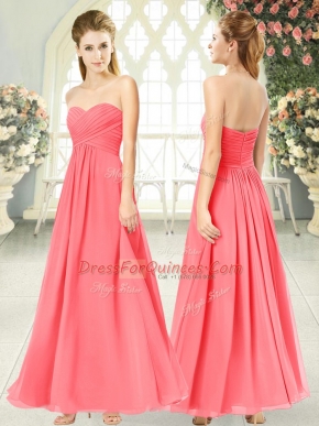 Discount Ankle Length Watermelon Red Prom Gown Sweetheart Sleeveless Zipper