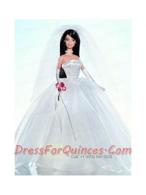 Embroidery Ball Gown Wedding Barbie Doll Dress
