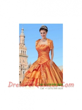 New Style Taffeta Orange Quinceanera Jacket with Embroidery