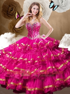 Fashionable Ball Gown Quinceanera Dresses with Beading and Ruffled Layers