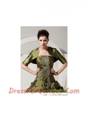 Inexpensive Olive Green Quinceanera Jacket with Short Sleeves