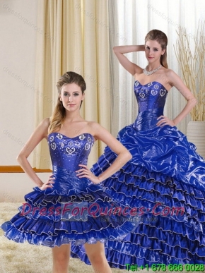 New Styles Royal Blue Sweetheart Quince Dress with Beading and Ruffled Layers