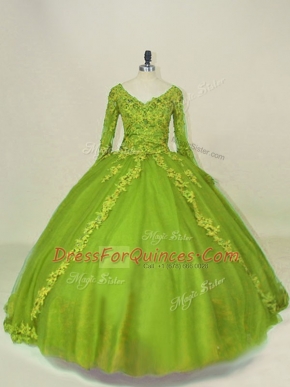 Side Zipper Sweet 16 Dresses Olive Green for Sweet 16 and Quinceanera with Lace and Appliques