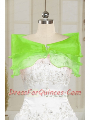 Beautiful Beading Organza Shawls in Spring Green