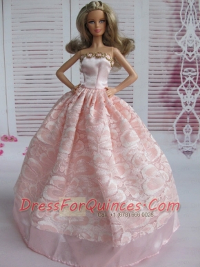 Lovely Baby Pink Applqiues Party Clothes Fashion Dress for Noble Barbie