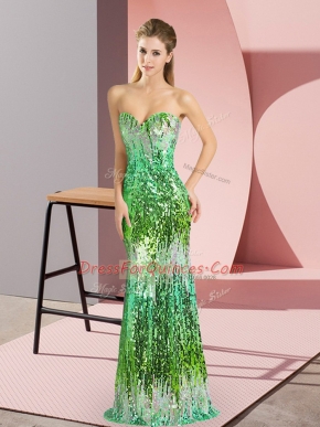 Vintage Mermaid Party Dress Multi-color Sweetheart Sleeveless Floor Length Lace Up
