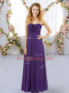Exceptional Purple Lace Up Quinceanera Court Dresses Ruffles Sleeveless Floor Length