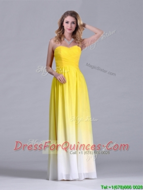 Discount Empire Sweetheart Ruched Long Prom Dress in Gradient Color