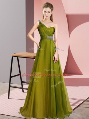 Smart Chiffon Sleeveless Evening Dress Brush Train and Beading