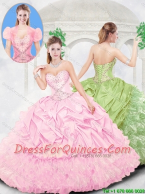 Newest Sweetheart Beading Pink Quinceanera Gowns for 2016
