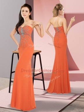 Sleeveless Zipper Floor Length Beading Prom Evening Gown
