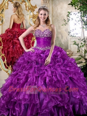 Super Hot Sweetheart Purple Quinceanera Dresses with Beading and Ruffles