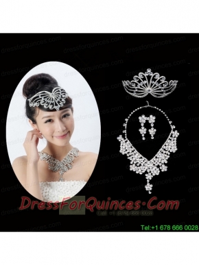 Dignified Rhinestone DreamlikeJewelry Set Including Necklace,Tiara