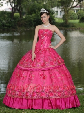 Quinceanera Dress Hand Made Flowers and Beading Floor-length Taffeta Modest Style