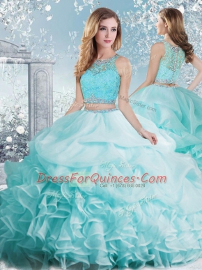 Lovely Sleeveless Clasp Handle Floor Length Beading and Ruffles and Pick Ups Quinceanera Gowns