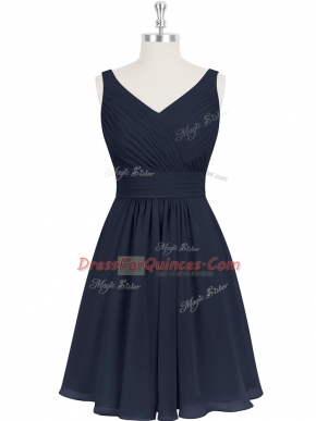 Knee Length Black Dress for Prom V-neck Sleeveless Zipper