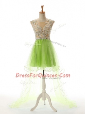 High Low Prom Evening Gown Scoop Sleeveless Backless