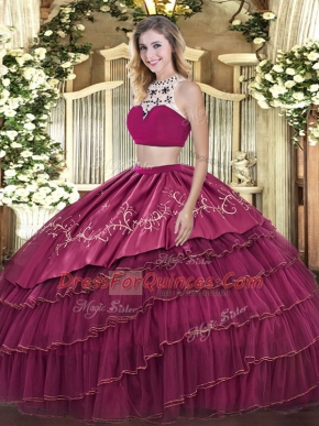 Captivating Tulle Sleeveless Floor Length Quinceanera Gowns and Beading and Embroidery and Ruffled Layers