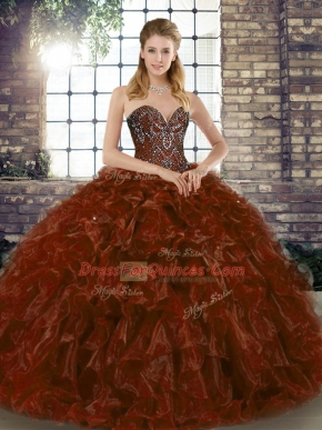 Organza Sleeveless Floor Length Vestidos de Quinceanera and Beading and Ruffles