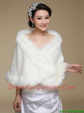 2015 High Quality Front Closure Shawl in White