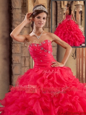 Perfect Sweetheart Ruffles Quinceanera Dresses in Red