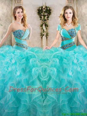 New Arrivals Beading Aqua Blue Quinceanera Gowns with Sweetheart