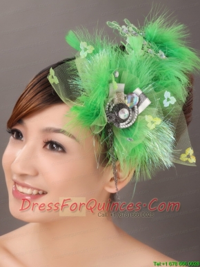 Spring Green Rhinestone Special Occasion Fascinators