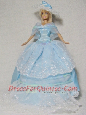 Beautiful Blue Gown With Embroidery Dress For Noble Barbie Doll