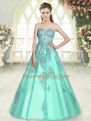 High Class Sweetheart Sleeveless Tulle Homecoming Dress Appliques Lace Up