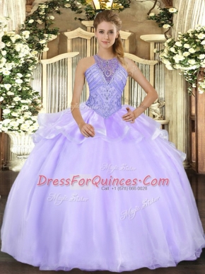 Fabulous Sleeveless Beading Lace Up Ball Gown Prom Dress
