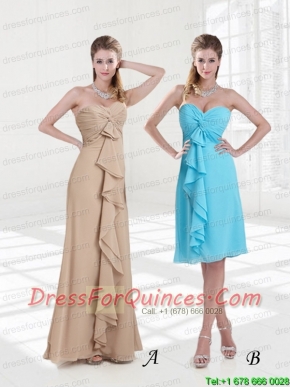 Empire Sweetheart Ruching Knee Length Prom Dresses for 2015