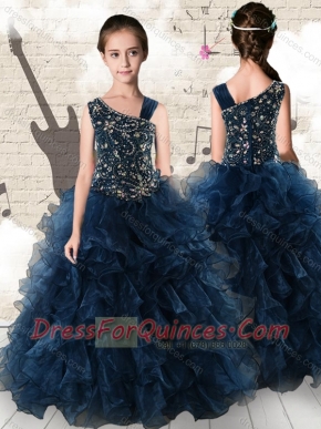Gorgeous Navy Blue Mini Quinceanera Dresses with Beading and Ruffles