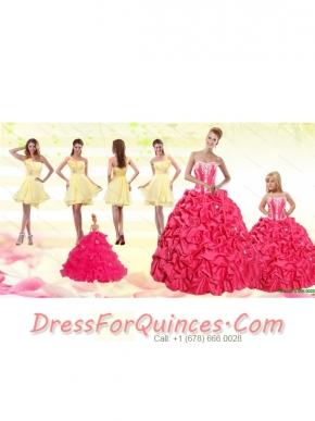 2015 Pick Ups Red Quinceanera Dress and Yellow One Shoulder Prom Dresses and  Cute Red Little Girl Dress